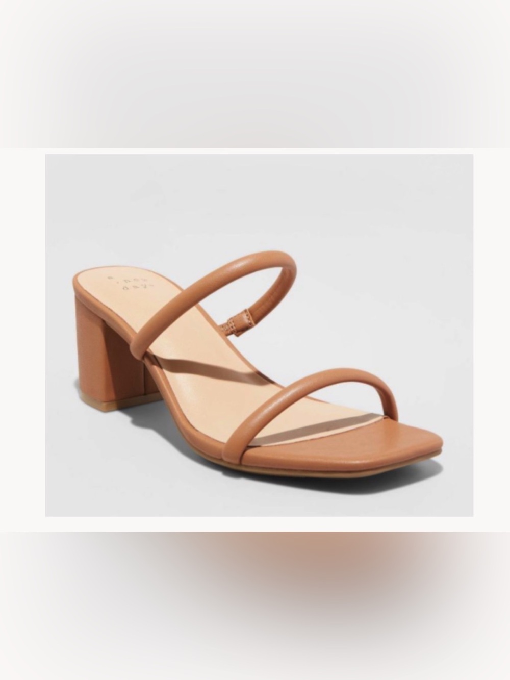 a new day Tan Double-Strap Block Heel Mule